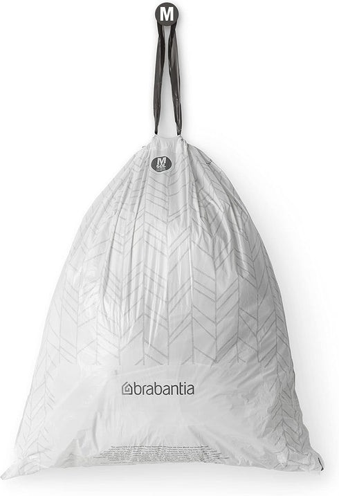 Brabantia PerfectFit Trash Bags (Size M/16 Gal) Thick Plastic Trash Can Liners with Drawstring Handles (40 Bags)...
