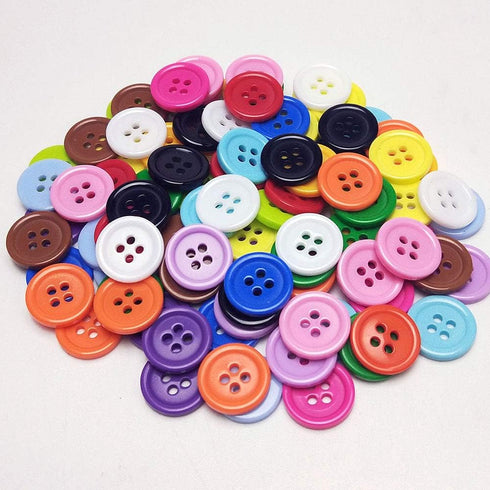 Libiline 100pcs Resin Button Solid Color 4Holes Craft Clothe Sewing Card Making Sweater Shirt (Multi-Color, 5/8"(15mm))...
