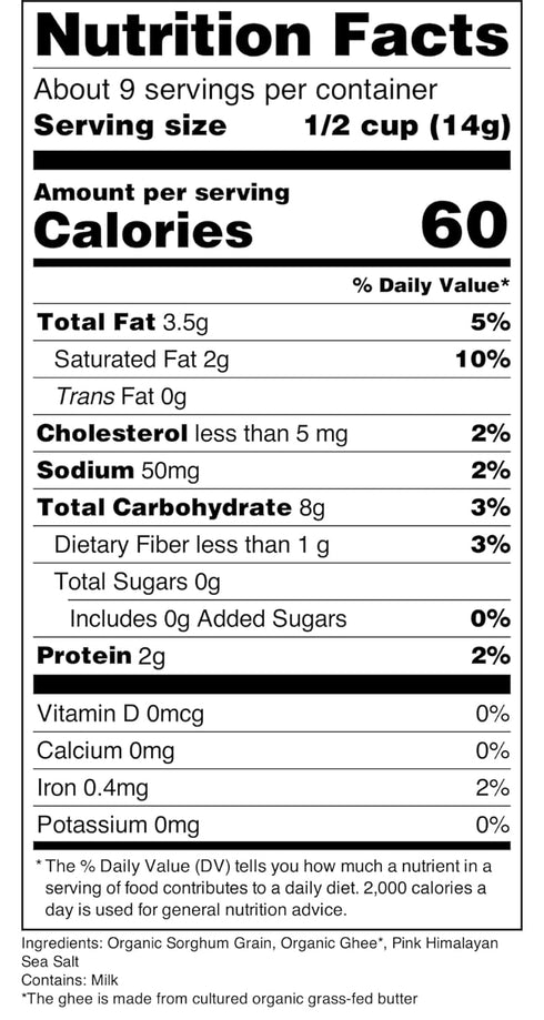 Nature Nate’s Popped Sorghum, Organic Ghee Butter - Organic, Keto & Gluten Free, Healthy Snacks, Better Than Popcorn, Made in USA - 4.3 Ounce...