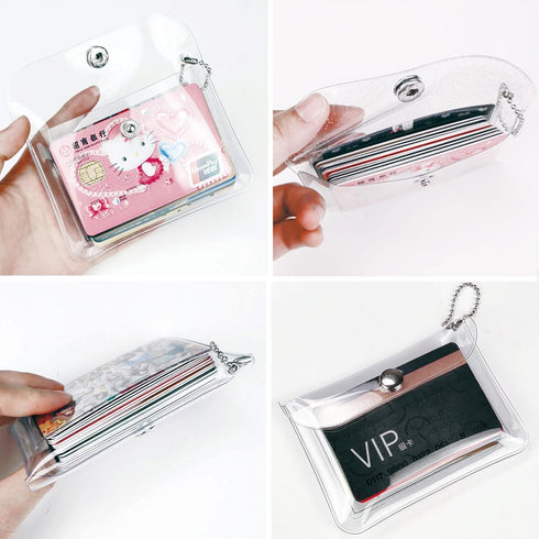 3 Pcs Transparent Card Holder Keychain Wallet Small Coin Purse Mini Change Pouch Waterproof Card Case for Women Girls (Glitter Clear)...
