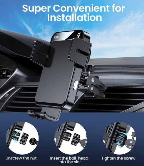 MOKPR Universal Air Vent Clip for Wireless Car Charger & Car Mount, Ultra Strong Anti-Shake Vent Grip for Most Car Phone Mount Holders with Joint ...