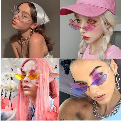 ENTHYI Dragonfly Wing Shape Sunglasses for Women/Men Frameless Irregular Glasses Shades Party Sun Glasses...