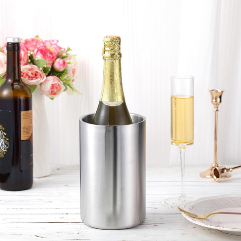 Wine Chiller Bucket Stainless Steel Wine Chiller Bottles for 750 ml Insulated Double Layer Bucket Wine Cooler Bucket to Keep Wine Cold for Wine Lo...