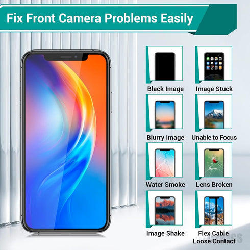 for iPhone X Front Camera Replacement OEM for iPhone 10 New Face Front 7MP Camera Part Flex Cable Connector Facing Lens Module Light Receiver Tran...