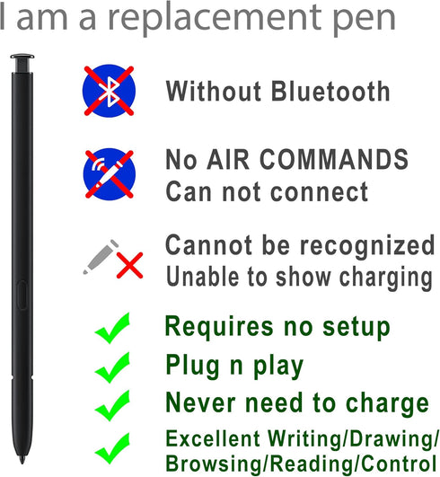 2 Pack Galaxy S22 Ultra Stylus for Replacement Samsung Galaxy S22 Ultra 5G S Pen, Galaxy S22 Ultra S Pen Without Bluetooth + Tweezer + Metal Tip (...