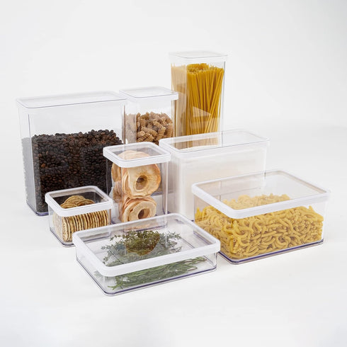 Loft, Rectangular Storage Box 3.2l with lid and Seal, Plastic (PP) BPA-Free, Transparent/White, 3,2l (20,0 x 10,0 x 21,4 cm)...