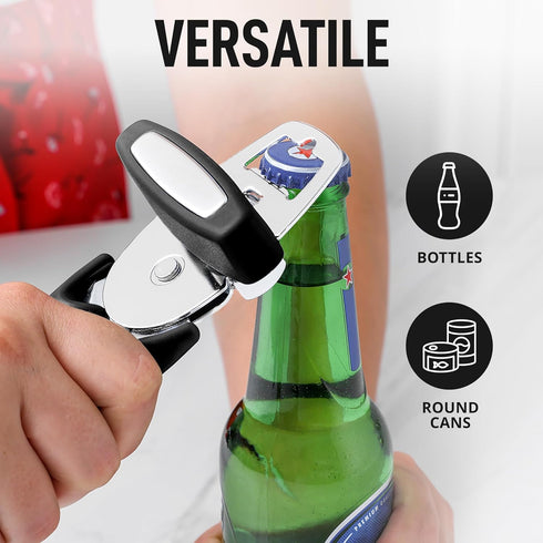 Zulay Kitchen Heavy Duty Stainless Steel Can Opener Manual with Large Bottle Opener - Rust Proof Manual Can Opener Smooth Edge and Easy Turn Knob,...