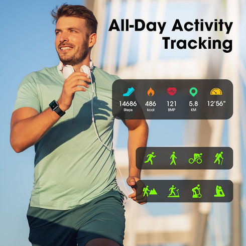 EURANS Smart Watch 41mm, Full Touchscreen Smartwatch, Fitness Tracker with Heart Rate Monitor & SpO2, 50 Meters Waterproof Pedometer Watch for Wom...