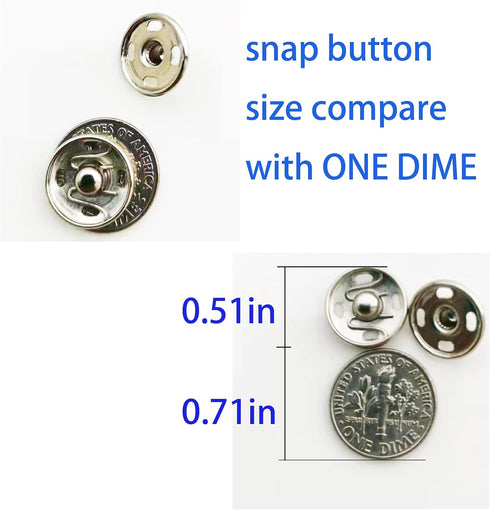 JOSDIOX Sew on Snap Metal Fasten Press Button for Sewing Clothing Silvery and Black (13mm 40sets Silvery and Black)...