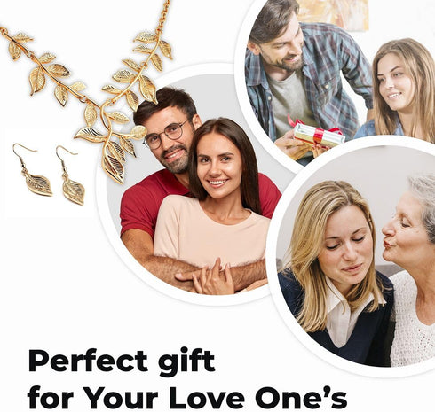 Shop LC ION Plated Gold Necklace Set - Gold Leaf Necklace and Earrings Set - Floral Costume Jewelry for Women Valentines Day Birthday Gifts for Wo...
