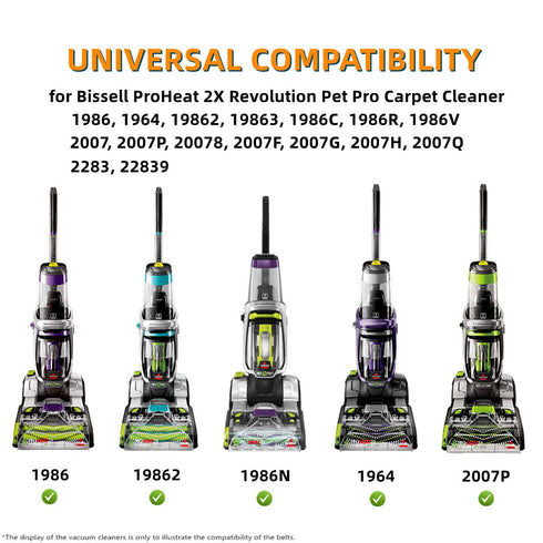 Replacement Belt Set for Bissell ProHeat 2X Revolution Pet Pro Carpet Cleaner Model 1986, 1964, 2007, 2007P Series, Replace Parts 1611129 and 1611...