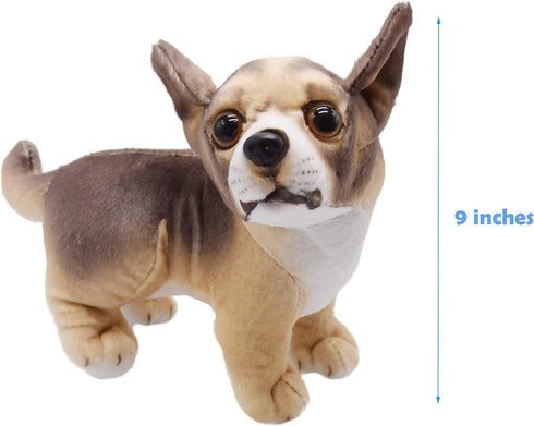 Lifelike Chihuahua Stuffed Animal Animated Plush Puppy Toy Doll Super Realistic Dogs Act Like Real Excellent Gifts for Kids Birthday Party Dog Col...