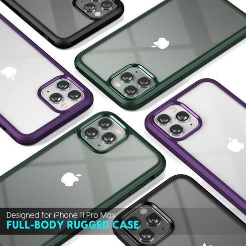 Designed for iPhone 11 Pro Max Full Body Case, Full Body Rugged Case with Built-in 9H Tempered Glass Screen Protector for iPhone 11 Promax Black.....