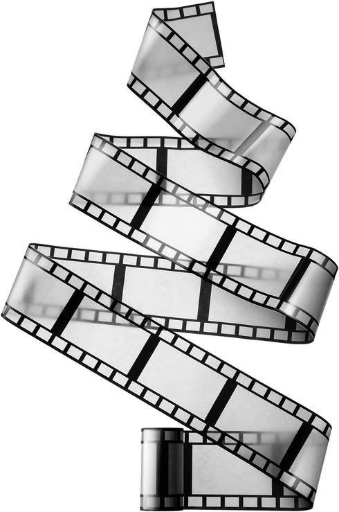 Gejoy 2 Rolls Filmstrip Tape Movie Party Decorations Filmstrip Poly Streamers Movie Reel Decor White and Black Material Film Border Roll for Cinem...