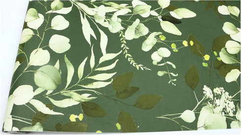 HAOKHOME 93042-4 Peel and Stick Wallpaper Boho Sage Green Eucalyptus Leaf Floral Wall Mural Home Nursery Decor Renter Friendly Wallpaper 17.7in x ...