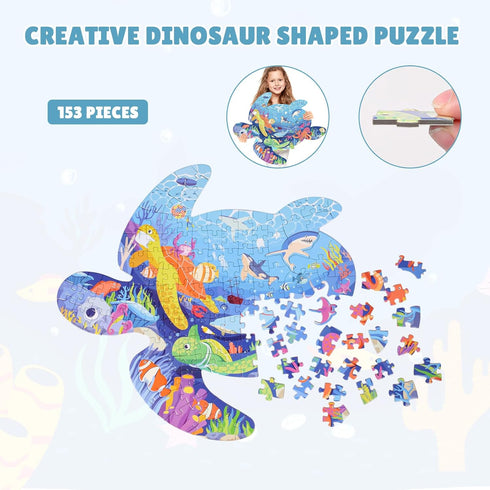 ELX 153 Piece Sea Turtle Jigsaw Puzzle for Kids 4-10, Seaworld Floor Puzzle for Preschool Learning (21.42 X 16.42 in)...