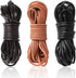 SOSMAR 3 Rolls 5.5 Yard X 3MM Cowhide Round Leather Cords Rope String for Jewelry Making Bracelet Necklace Jewelry Making Lanyards DIY Crafts, Bla...
