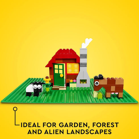 LEGO Classic Green Baseplate, Creative Toy for Back to School, Square 32x32 Stud Foundation to Build and Display Brick Creations, Great for Grassy...