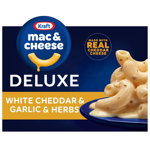 Kraft Deluxe White Cheddar & Garlic & Herbs Mac & Cheese Macaroni and Cheese Dinner, 11.9 oz Box...