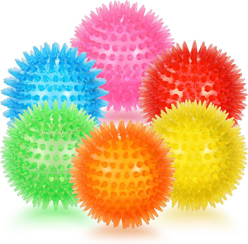 petizer 6 Pack 3.5” Squeaky Dog Toy Balls, Floating Dog Pool Balls, Spiky Dog Balls, Durable Interactive Fetch Toys for Puppy, Dog Chew Toys for T...