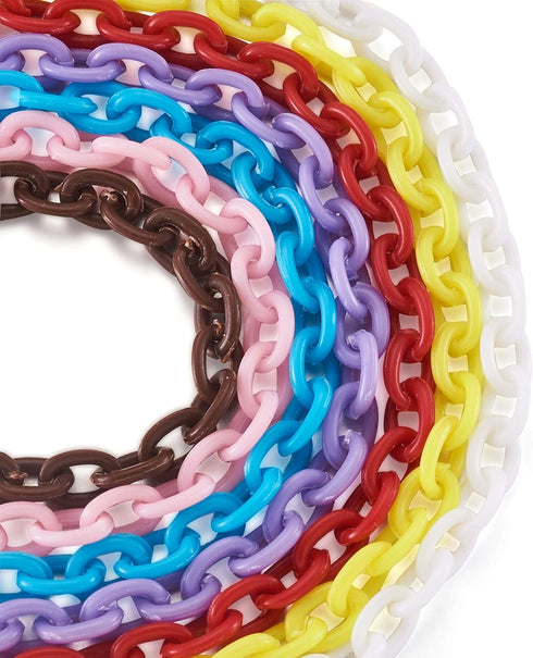 Pandahall 10 Strands Plastic Curb Chains 14.96"~15.35" Mixed Color Cable Chain Links for Glasses Lanyard Chains Jewelry Making...