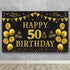 Trgowaul 50th Birthday Backdrop Gold and Black 5.9 X 3.6 Fts Happy Birthday Party Decorations Banner for Women Men Photography Supplies Background...