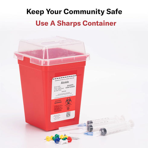 All New Alcedo Sharps Container for Home Use and Professional 1 Quart Plus (3-Pack), Biohazard Needle and Syringe Disposal, Small Portable Contain...