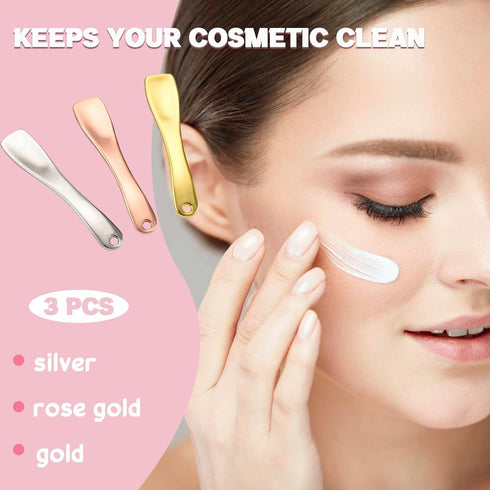 Metal Makeup Spatula Tool - Spatula for Skincare, Cosmetic Scoop for Creams, Lotions, Masks - Makeup Spatula in Rose Gold, Silver and Gold Colors...