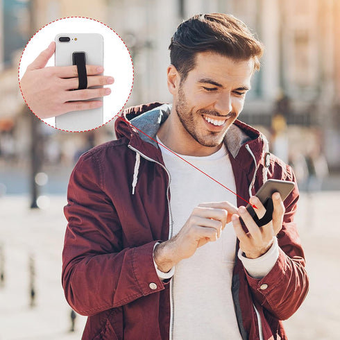 Cobee Finger Strap Phone Holder, 4 Pcs Cell Phone Grip Holder Elastic Kickstand for Mobile Phone Anti-silp Braided Finger Holder Band Compatible w...