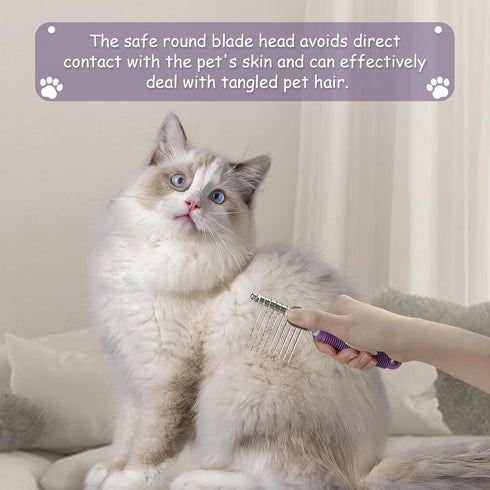 Detangling Pet Comb for Dog & Cat, Grooming Comb with Long & Short Stainless Steel Teeth, Safely Remove Knots & Tangles for Healthy Shiny Coat, Ge...