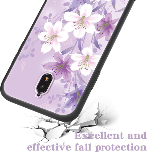 Phone Case for Blu view 2 with Lanyard Strap Girls Women Cute Slim Shockproof Protective Cover Case for Blu view 2/B130DL/B131DL - Purple Flower...