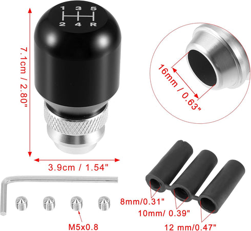 X AUTOHAUX 1 Set 5 Speed Universal Car Adjustable Gear Shift Knob Aluminum Alloy Shift Stick Knob Black for Most Manual Vehicles...