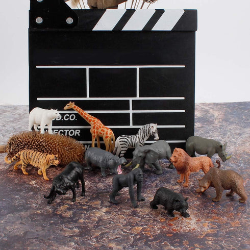 Fantarea 12 PCS Realistic Wild Life Jungle Animal Figures Model Lion Tiger Bear Elephant Desktop Ornament Collection Party Playset Favors Supplies...