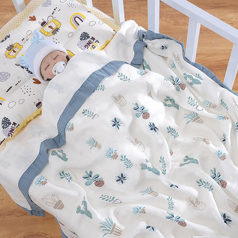 Muslin Soft Swaddle Blankets, Muslin Quilt Baby Blanket for Boy Girl Toddler Daycare, Kids Swaddle Wrap, 43X45inchs (Potted Plant)...