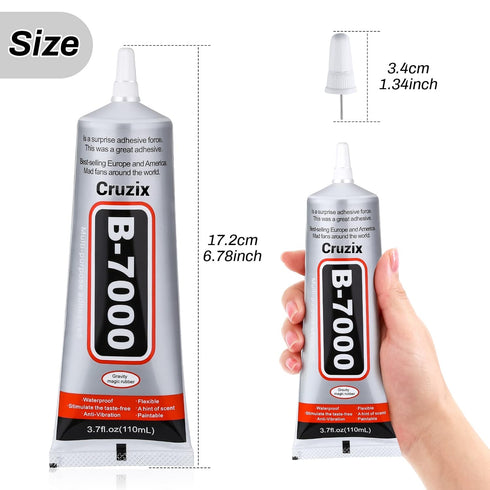 B7000 Jewelry Bead Glue for Jewelry Making, Clear 3.7 fl oz B7000+Plus Multipurpose Super Adhesive Glue for Rhinestone Crafts Fabric Metal Stone N...