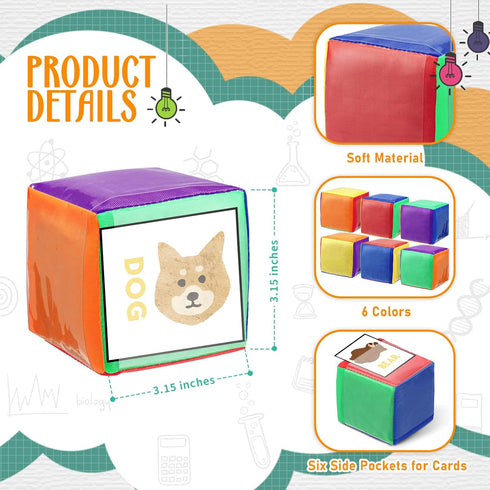 Yilloog 8 Pcs 3.15 Inch DIY Photo Pocket Dice for Classroom Large Clear Foam Dice Education Playing Game Cubes Set 6 Sided Stacking Blocks Teacher...