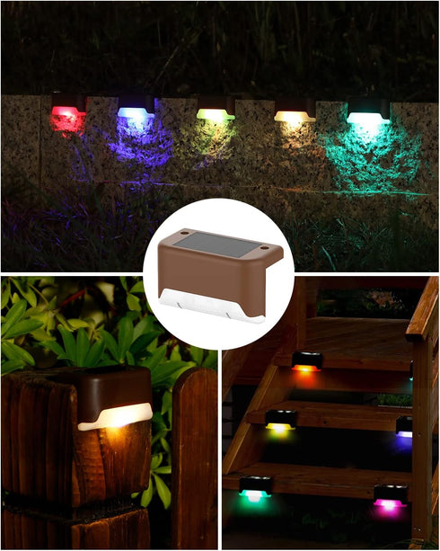 8Pack Solar Deck Lights,Waterproof Color Changing Solar Fence Lights,Solar Lights Outdoor for Pool,Fence,Step, Patio,Deck, Backyard,...