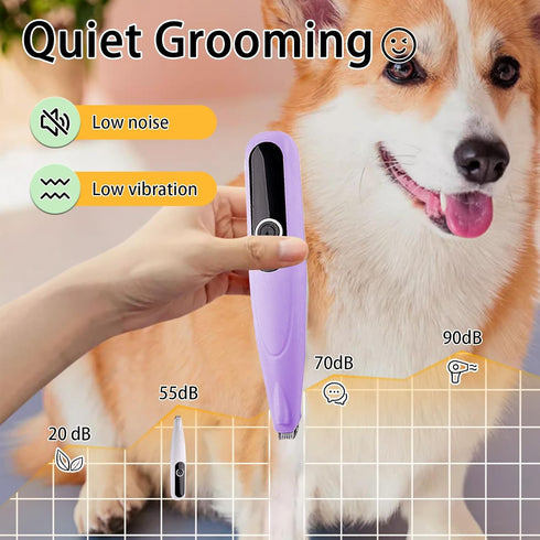 Dog Paw Trimmer with LED Light?Cordless Rechargeable Dog Clippers?Low Noise Dog and Cat Clippers?Pet Grooming Clippers Hair Trimmer...