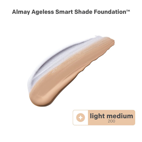 Almay Anti-Aging Foundation, Smart Shade Face Makeup with Hyaluronic Acid, Niacinamide, Vitamin C & E, Hypoallergenic-Fragrance Free, 200 Light Me...