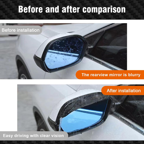 Hawyet 2 PCS Car Rearview Mirror Rain Eyebrow, 6.85" x 2.28" Soft PVC Thickened Carbon Fiber Pattern Reflective Mirror Fog Cover, Anti-Vision Bloc...