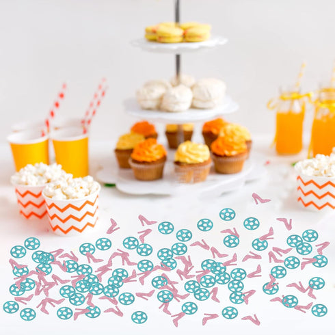 Wheels or Heels Confetti Glitter, Baby Shower He or She Party Table Confetti, Gender Reveal Paper Scatter, Boy or Girl Table Decorations Confetti,...