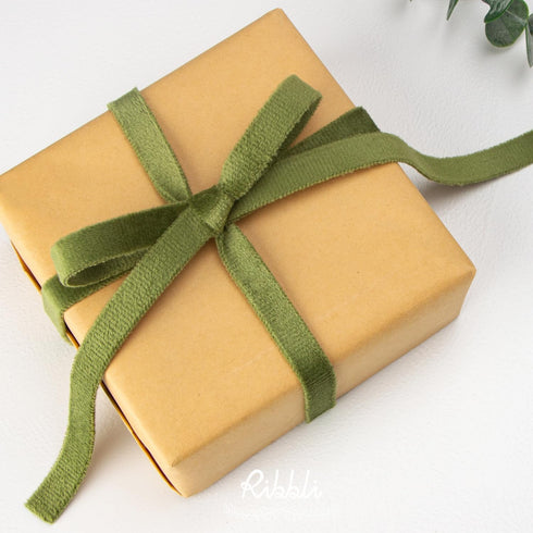 Ribbli Sage Velvet Ribbon Double Faced 3/8 Inch 10-Yard Spool Spring Moss Ribbon Use for Christmas Tree Ornaments Gift Wrapping Wreath Decoration ...