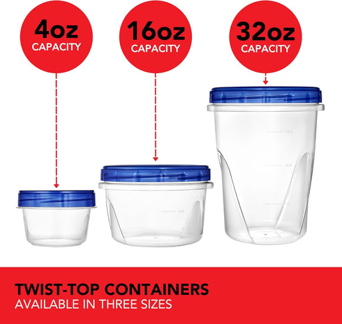 Stock Your Home 16oz Plastic Containers with Twist Top Lids (10 Pack), 2 Cup Freezer Containers with Lids for Leftover Food, Airtight Reusable Sou...