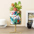 MyGift Handcrafted Intricate Design Planter Pot with Gold Rim and Colorful Floral Pattern and Removable Brass Tone Metal Stand, Handmade in India...