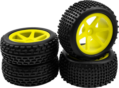 4Pcs HIRCQOO OD 88mm/3.46" Front Rear Rubber Tire Tyre & Plastic Wheel Rims 12mm Hex Compatible with Redcat Shockwave HPI HSP ExceedRC Kyosho 1/10...