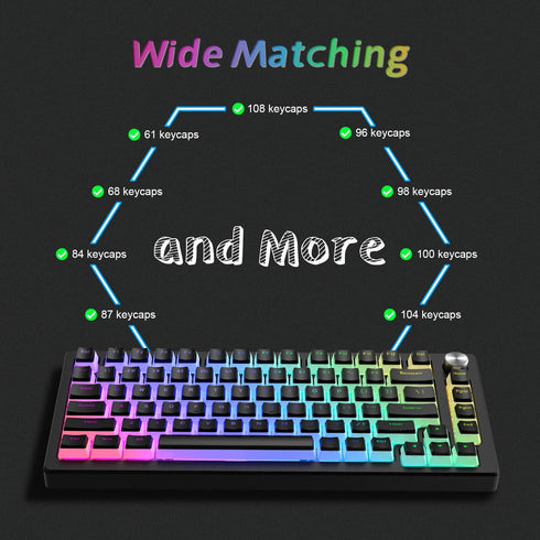 Womier Pudding Keycaps, PBT Keycaps 165 Keys Set Custom Keycap Set, Shine Through Keycaps OEM Profile, Universal Compatiability for 100%, 75%, 65%...