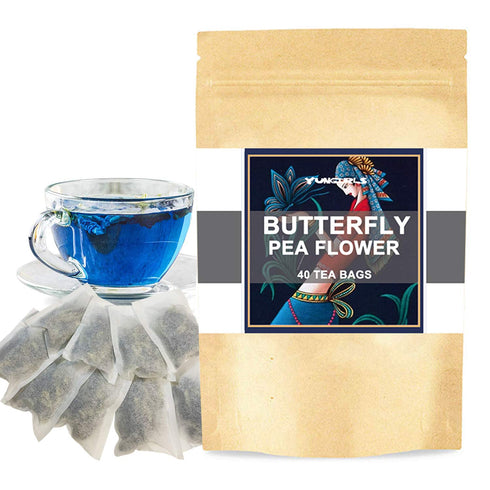 Butterfly Pea Flower Tea Bags, 40 Teabags Premium Dried Butterfly Pea Tea Blue & Purple Tea Natural Taste, GMO Free, Eco-Conscious Tea Bags...