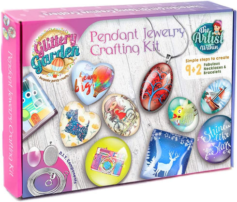Girls Jewelry Making Kit. Best Necklace Pendant & Bracelet Crafting Set with Glass Beads & Charms. Fashion Accessories, Arts Crafts Supplies. Birt...