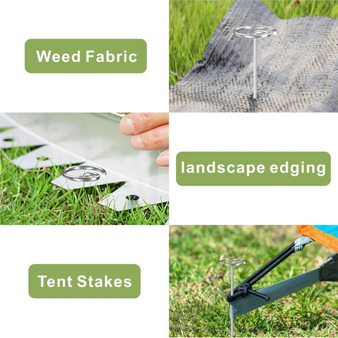 12Pcs Circle Top Landscape Staples 8 inch Garden Stakes Ground Cover Fabric Stakes for Fixing Outside Patio Rugs Tarps Tents, Camper Must Haves...