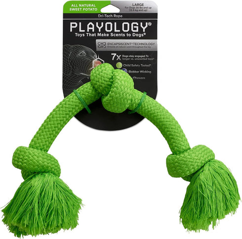 Playology Dri Tech Rope Dog Chew Toy for Large Dog Breeds (35lbs & up) - Engaging, All-Natural Sweet Potato Scented Dog Toys for Tough Chewers - E...